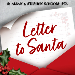 PTA: Picture of a letter coming out of a red envelope that says 'letter to Santa'